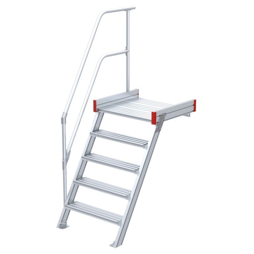 Euroline 511 Podesttreppe 60° 800mm Stufenbreite 5 Stufen Alu gerieft