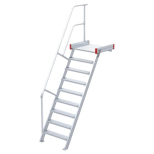 Euroline 511 Podesttreppe 60° 800mm Stufenbreite 9 Stufen Alu gerieft