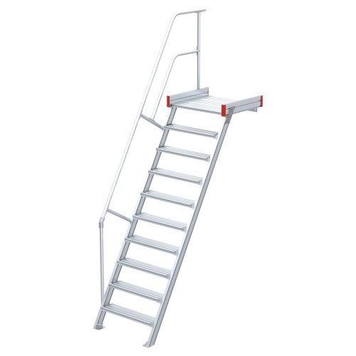 Euroline 511 Podesttreppe 60° 800mm Stufenbreite 10 Stufen Alu gerieft