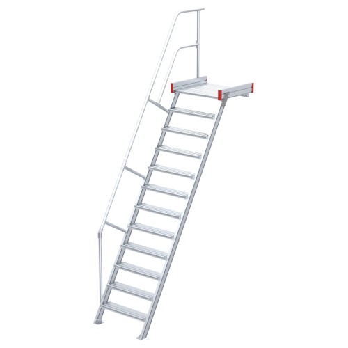 Euroline 511 Podesttreppe 60° 800mm Stufenbreite 12 Stufen Alu gerieft