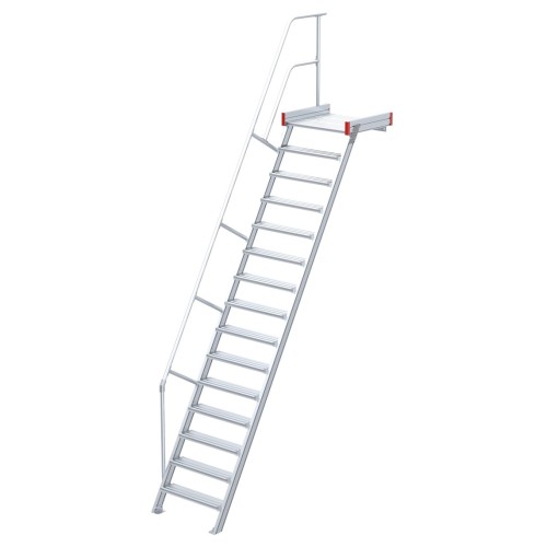 Euroline 511 Podesttreppe 60° 1000mm Stufenbreite 16 Stufen Alu gerieft