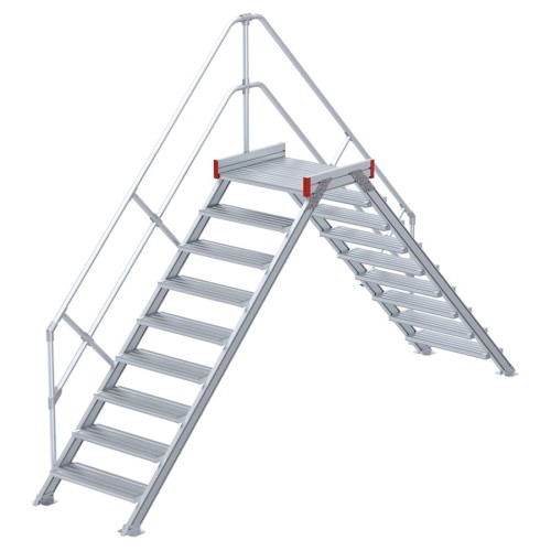 Euroline 512 Übergang 45° 600mm Stufenbreite 2x9 Stufen Alu gerieft