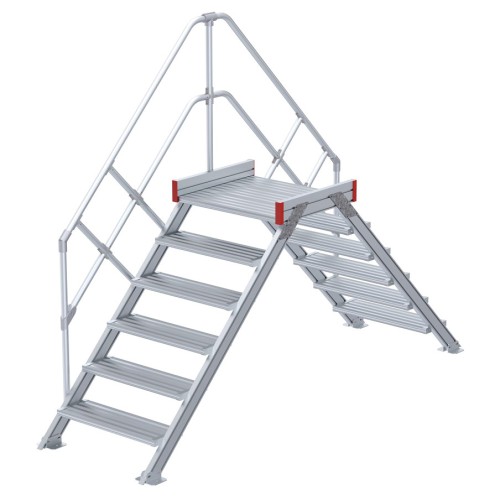 Euroline 512 Übergang 45° 800mm Stufenbreite 2x6 Stufen Alu gerieft