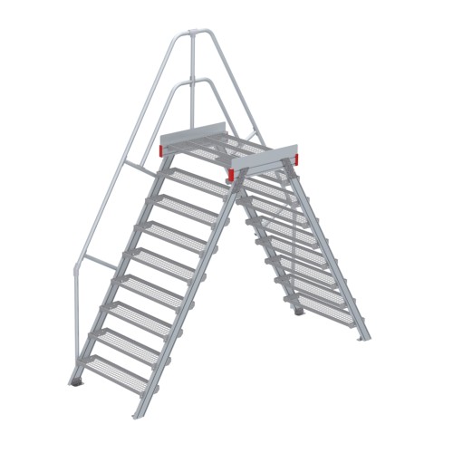 Euroline 512 Überstieg 60° 1000mm Stufenbreite 2x9 Stufen Stahl Gitterrost