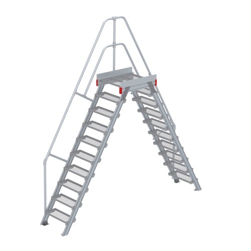 Euroline 512 Überstieg 60° 600mm Stufenbreite 2x10 Stufen Stahl Gitterrost