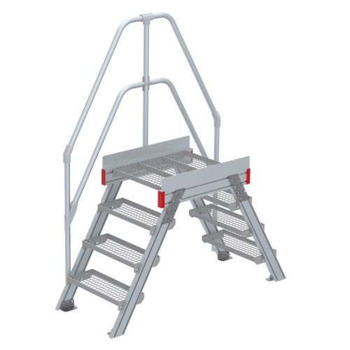 Euroline 512 Überstieg 60° 600mm Stufenbreite 2x4 Stufen Stahl Gitterrost