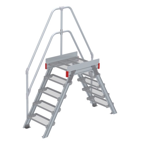 Euroline 512 Überstieg 60° 600mm Stufenbreite 2x5 Stufen Stahl Gitterrost
