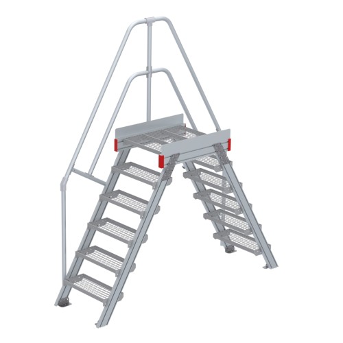 Euroline 512 Überstieg 60° 600mm Stufenbreite 2x6 Stufen Stahl Gitterrost