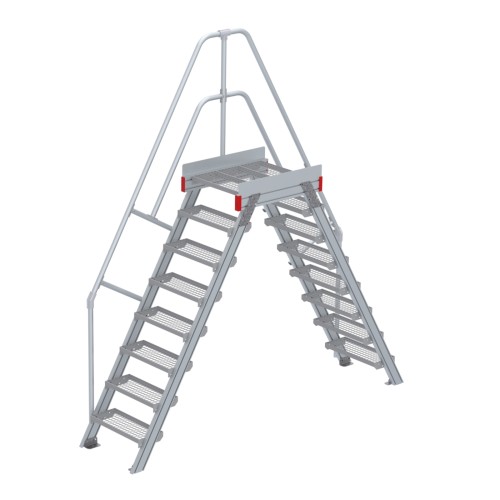 Euroline 512 Überstieg 60° 600mm Stufenbreite 2x8 Stufen Stahl Gitterrost