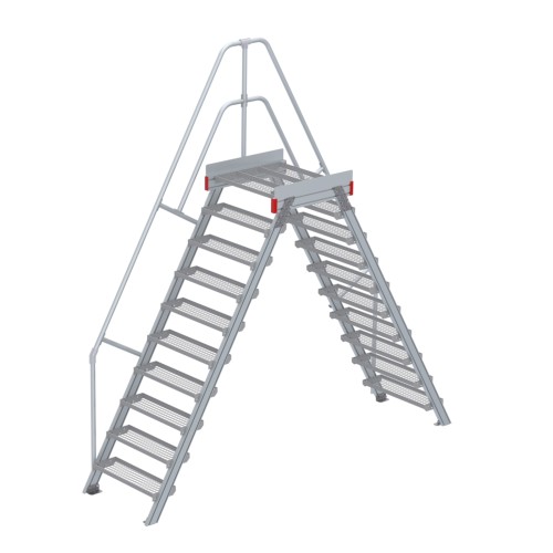 Euroline 512 Überstieg 60° 800mm Stufenbreite 2x10 Stufen Stahl Gitterrost