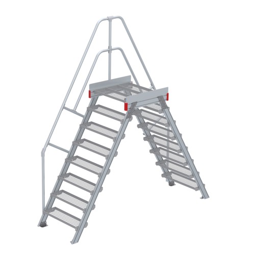 Euroline 512 Überstieg 60° 800mm Stufenbreite 2x8 Stufen Stahl Gitterrost
