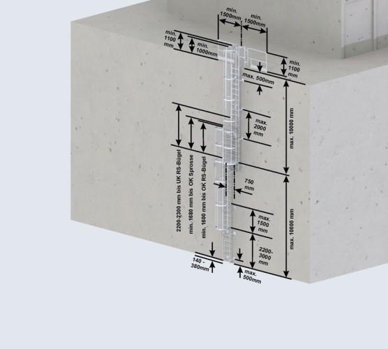 Euroline Steigleiter Aluminium eloxiert SH 13,16m PG2