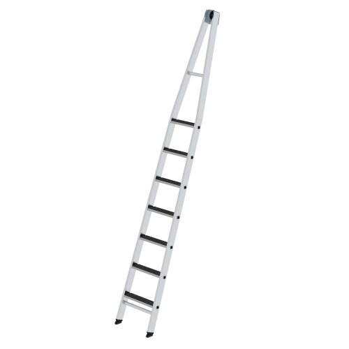 MUNK Stufen-Glasreinigerleiter mit nivello-Traverse clip-step R13, 7-stufiges Oberteil