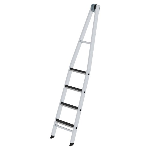 MUNK Stufen-Glasreinigerleiter mit nivello-Traverse clip-step R13, 4-stufiges Oberteil