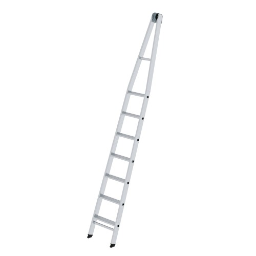 MUNK Stufen-Glasreinigerleiter mit nivello-Traverse, 7-stufiges Oberteil