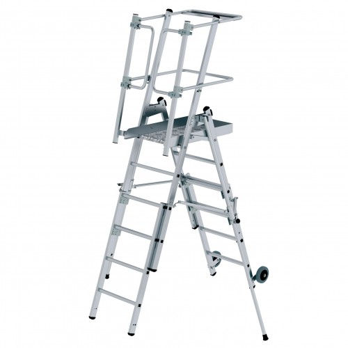 MUNK Plattformleiter FlexxStep 4 Sprossen mit Teleskopaufsatz plus 2 Sprossen