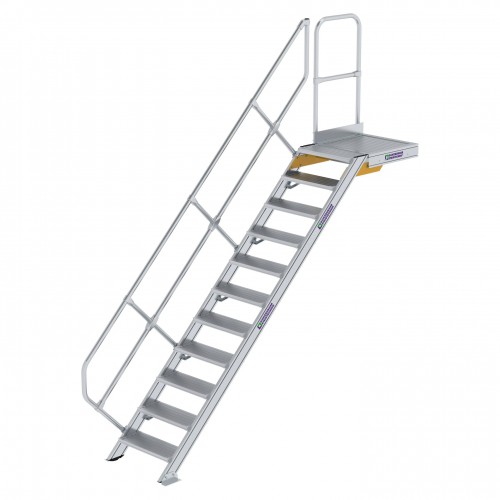 MUNK Treppe mit Plattform 45° inkl. einen Handlauf, 600mm Stufenbreite, 11 Stufen