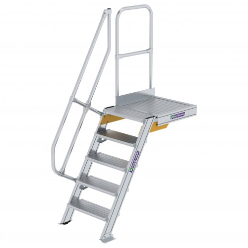 MUNK Treppe mit Plattform 60° inkl. einen Handlauf, 600mm Stufenbreite, 5 Stufen