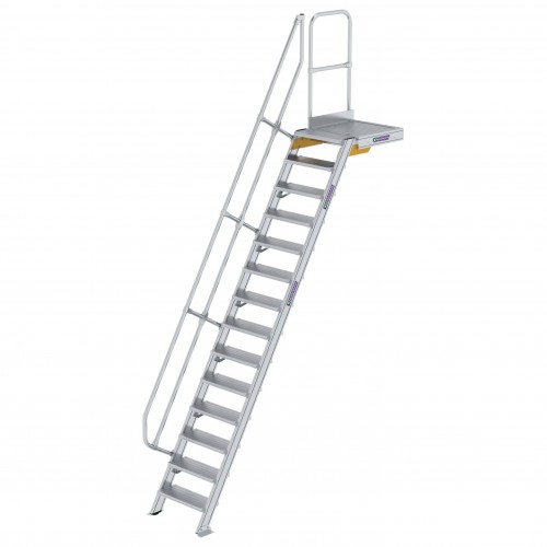 MUNK Treppe mit Plattform 60° inkl. einen Handlauf, 600mm Stufenbreite, 14 Stufen