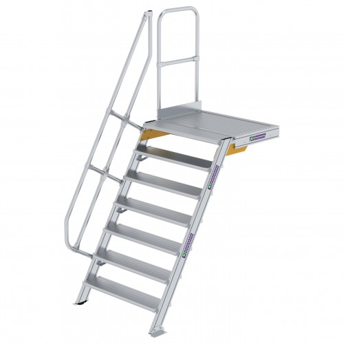MUNK Treppe mit Plattform 60° inkl. einen Handlauf, 1000mm Stufenbreite, 7 Stufen
