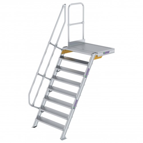 MUNK Treppe mit Plattform 60° inkl. einen Handlauf, 1000mm Stufenbreite 8 Stufen