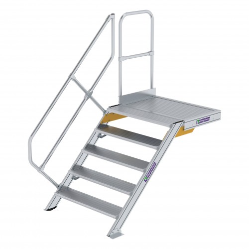MUNK Treppe mit Plattform 45° inkl. einen Handlauf, 1000mm Stufenbreite, 5 Stufen