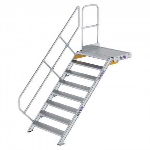 MUNK Treppe mit Plattform 45° inkl. einen Handlauf, 1000mm Stufenbreite, 8 Stufen