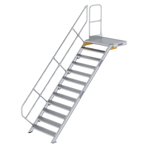 MUNK Treppe mit Plattform 45° inkl. einen Handlauf, 1000mm Stufenbreite, 12 Stufen