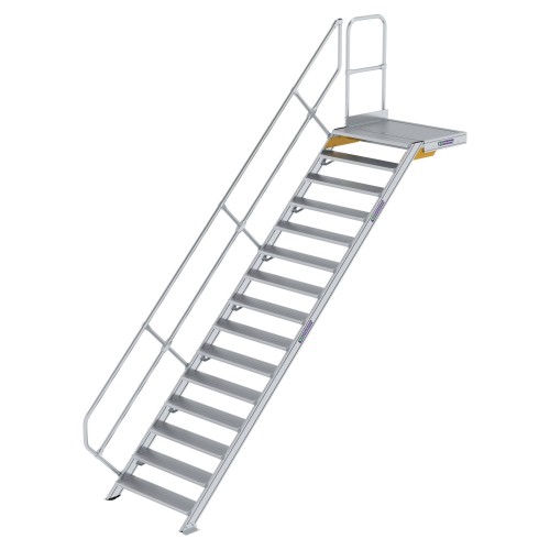MUNK Treppe mit Plattform 45° inkl. einen Handlauf, 1000mm Stufenbreite, 15 Stufen