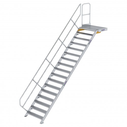MUNK Treppe mit Plattform 45° inkl. einen Handlauf, 1000mm Stufenbreite, 17 Stufen
