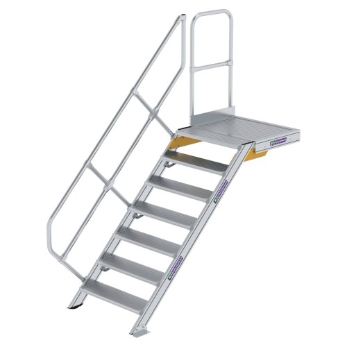 MUNK Treppe mit Plattform 45° inkl. einen Handlauf, 800mm Stufenbreite, 7 Stufen