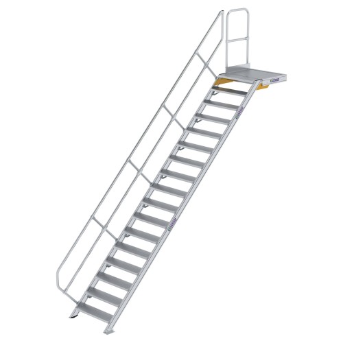 MUNK Treppe mit Plattform 45° inkl. einen Handlauf, 800mm Stufenbreite, 17 Stufen