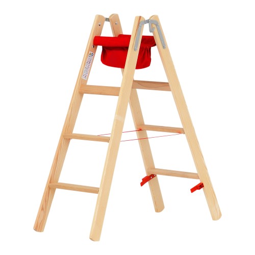 Hymer Holz Stufenstehleiter mit Textiltasche 2x4 Stufen