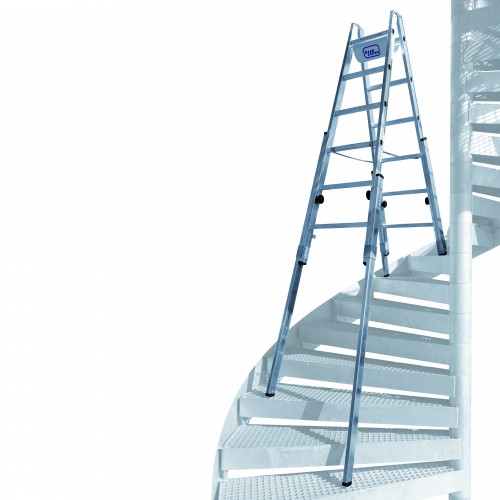 Iller Treppenhausleiter Multilift Aluminium blank 2x8 Sprossen