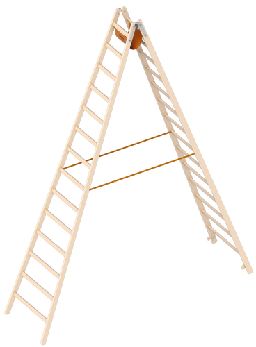 Layher 1038 Holzstehleiter 2x14 Sprossen