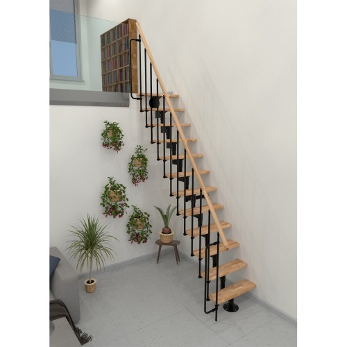 Minka Mittelholmtreppe Joker 35 - 304cm Geschosshöhe Buche Schwarz