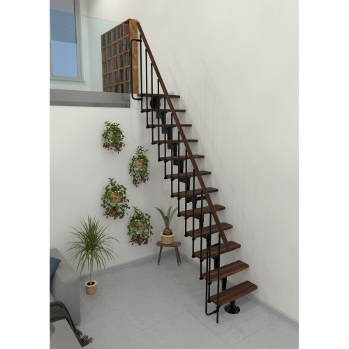 Minka Mittelholmtreppe Joker 35 - 304cm Geschosshöhe Walnuss Schwarz