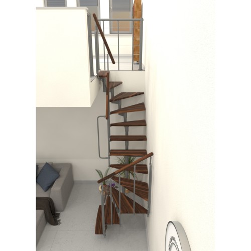 Minka Mittelholmtreppe Joker Turn 180° 35 - 304cm Geschosshöhe Walnuss Grau