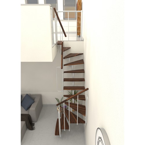 Minka Mittelholmtreppe Joker Turn 180° 35 - 304cm Geschosshöhe Walnuss Weiß