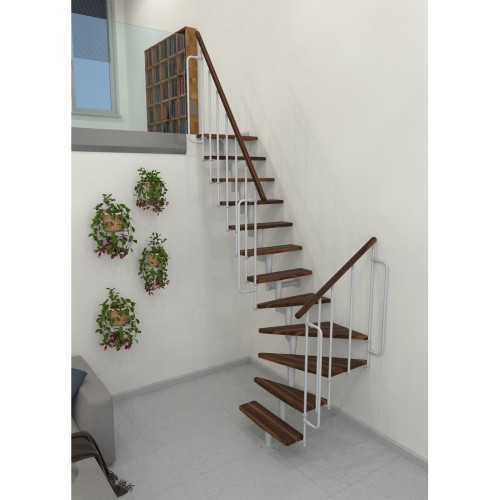 Minka Mittelholmtreppe Joker Turn 35 - 304cm Geschosshöhe Walnuss Weiß