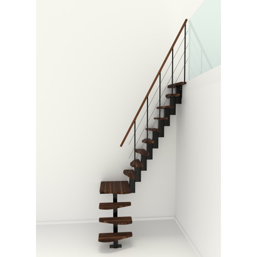 Minka Mittelholmtreppe Quatro Turn 38 - 298cm Geschosshöhe Walnuss Schwarz