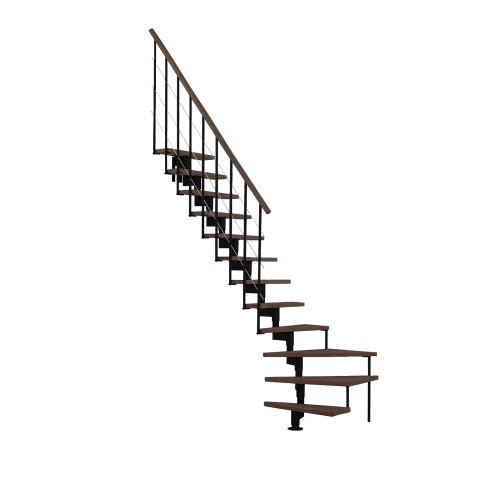 Minka Mittelholmtreppe Style Turn 35 - 304cm Geschosshöhe Walnuss Schwarz