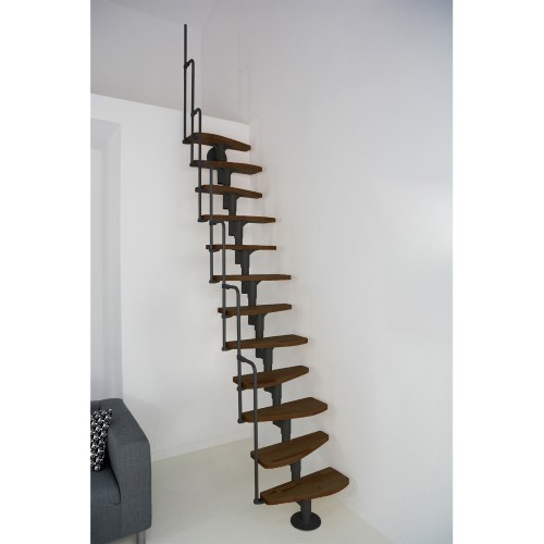 Minka Mittelholmtreppe Monaco 35 - 293,8cm Geschosshöhe Walnuss Schwarz