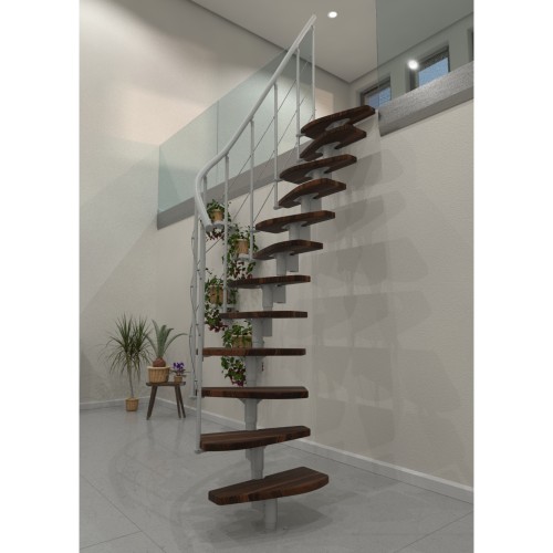 Minka Mittelholmtreppe Nizza 35 - 293,8cm Geschosshöhe Walnuss Weiß