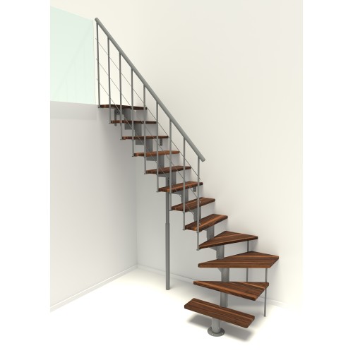 Minka Mittelholmtreppe Comfort Top Turn 37 - 312cm Geschosshöhe Walnuss Grau