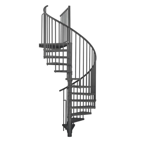 Minka Außenspindeltreppe Rondo Zink Color 38 - 305,5cm Geschosshöhe Anthrazit 120cm Durchmesser