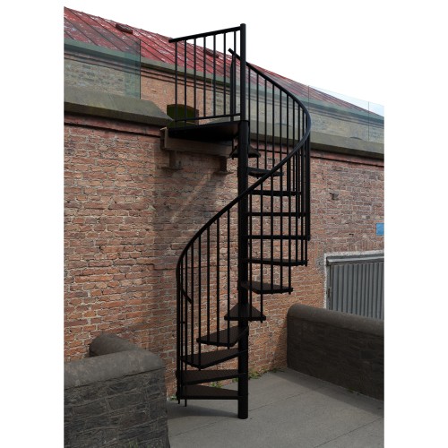 Minka Außenspindeltreppe Rondo Zink Color 38 - 305,5cm Geschosshöhe Schwarz 160cm Durchmesser