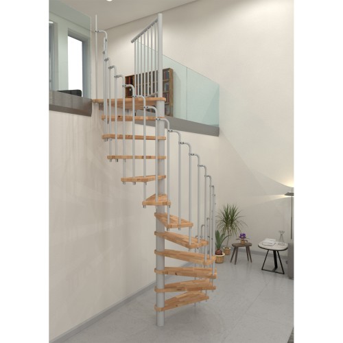 Minka Spindeltreppe Paris 38 - 282cm Geschosshöhe Buche Weiß 140cm Durchmesser