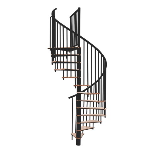 Minka Spindeltreppe Switch 36 - 295cm Geschosshöhe Buche Schwarz 120cm Durchmesser