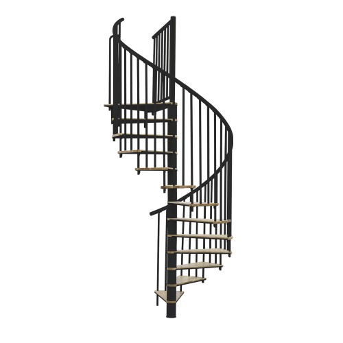 Minka Spindeltreppe Switch 36 - 295cm Geschosshöhe Eiche Schwarz 160cm Durchmesser